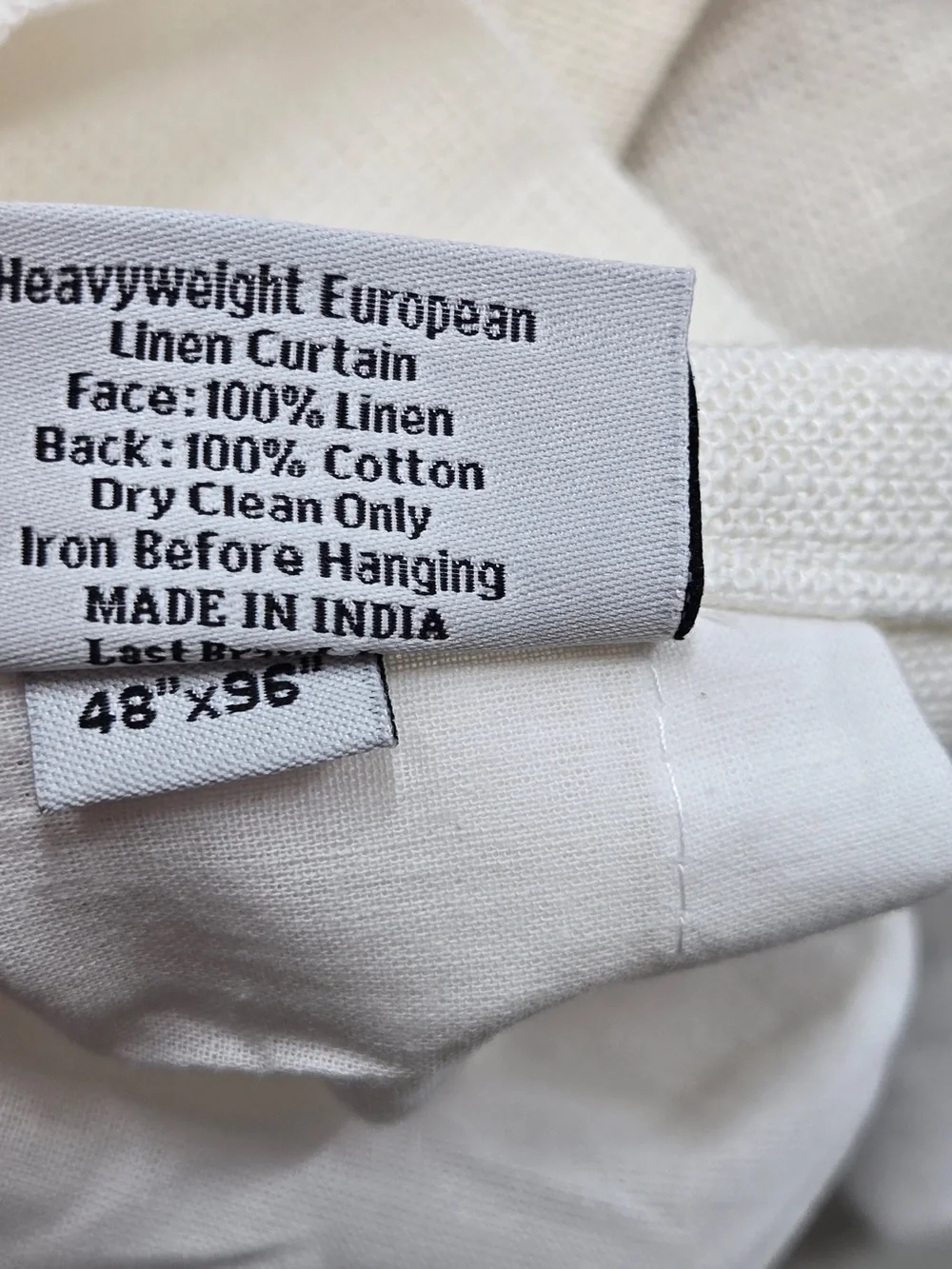 QUINCE Set Of 2 48x96 Heavyweight European Linen Curtains White 0086